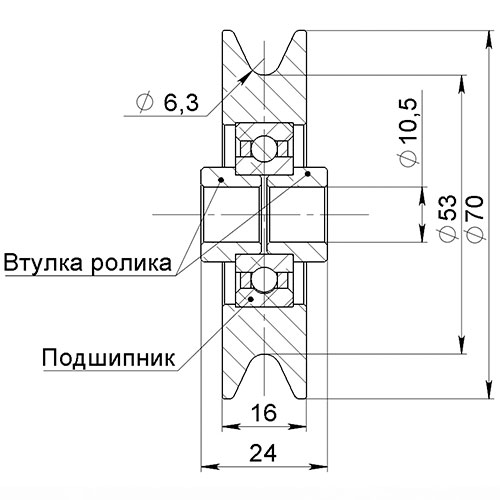 Ролик для троса 70 мм (фото 3)